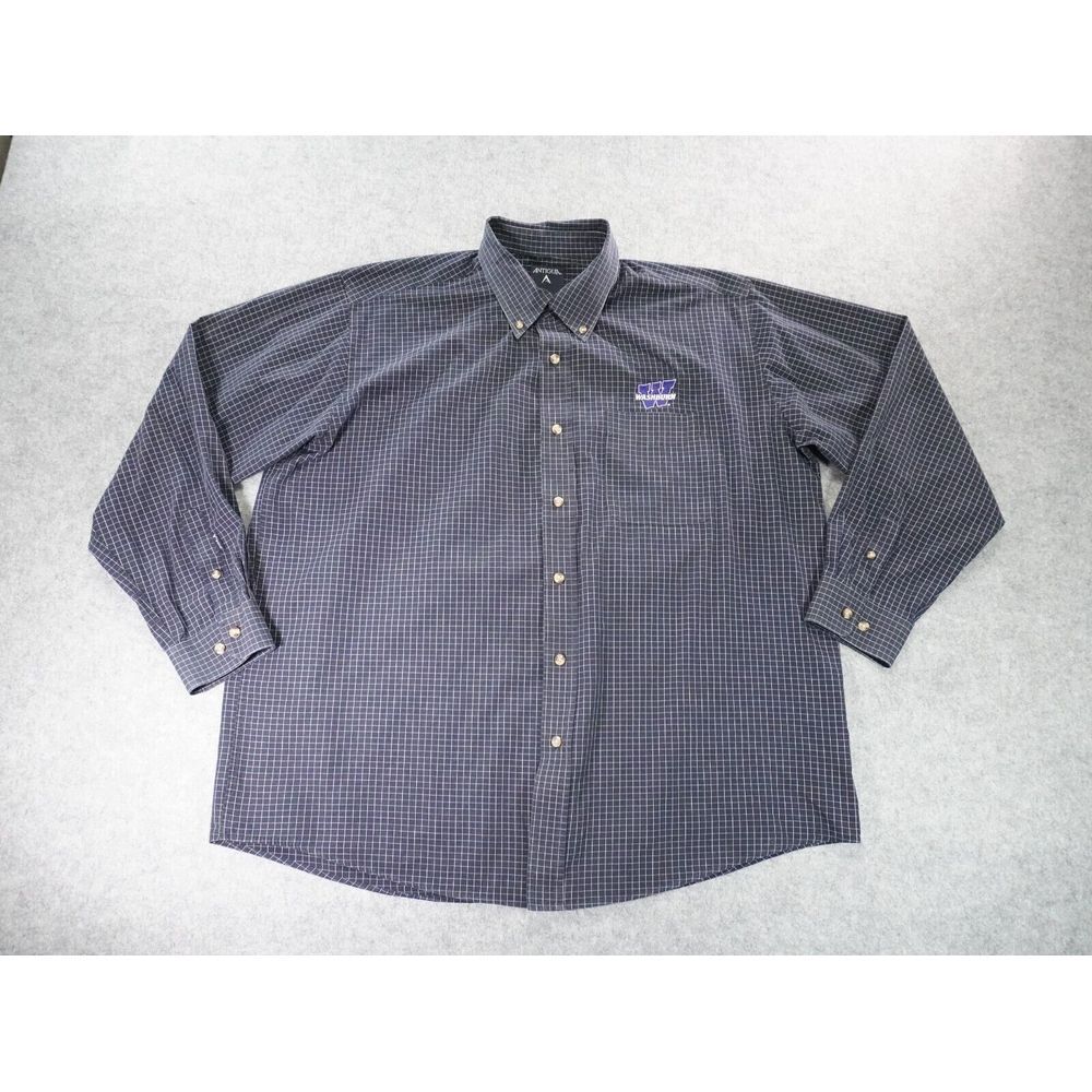 Antigua Shirt Mens XL Blue‎ Long Sleeve Button Down Check Washburn College